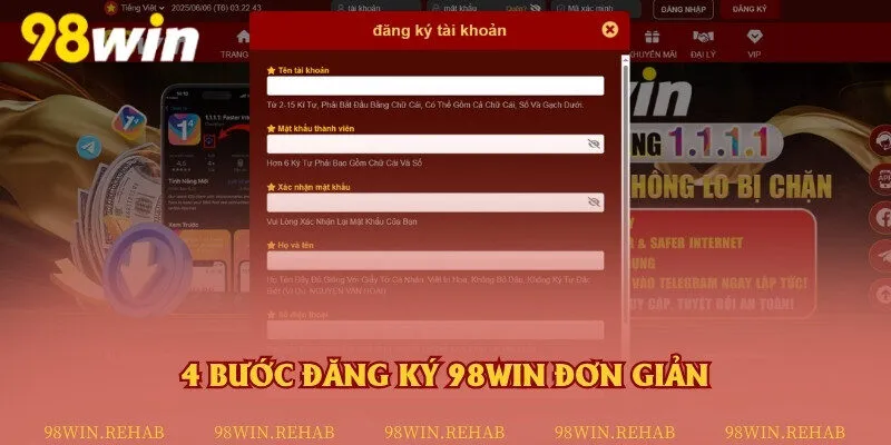 Đăng ký hội viên nhanh chóng chỉ trong 4 bước